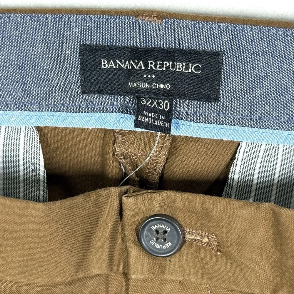 Banana Republic Pants Mens 32x30 Mason Stretch Chino Cotton Brown Classic NWT